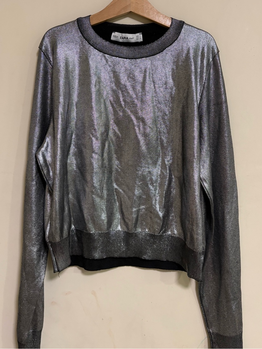 Zara Shimmery Silver Crewneck Sweatshirt